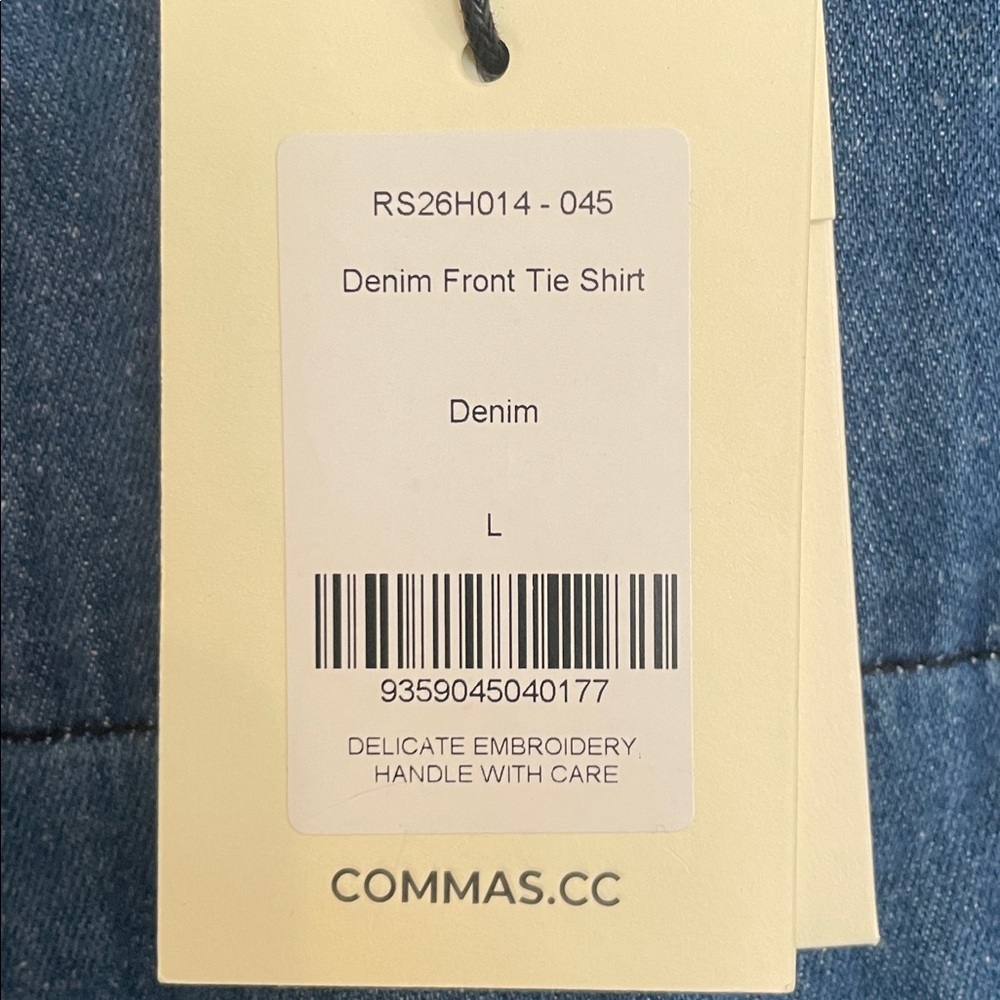 NEW COMMAS denim cotton and hemp tie front shirt Australian brand - Picture 4 of 11